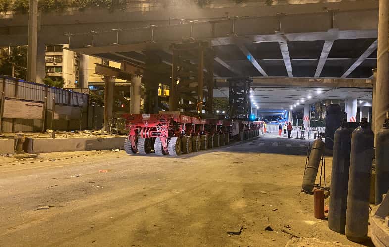 SPMT模块车,北京,高速公路桥梁拆除